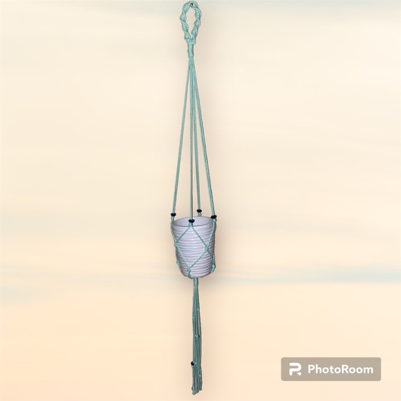 Custom Hand Crafted Macrame Plant Hanger with Pot - Picture 1 of 9